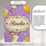 Colorful Cocktail Drinks Purple Background Summer Party Seamless  Personalised Custom Name Super Soft Fleece Blanket Bed Sofa Throw