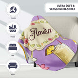 Colorful Cocktail Drinks Purple Background Summer Party Seamless  Personalised Custom Name Super Soft Fleece Blanket Bed Sofa Throw