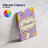 Personalised Name Colorful Cocktail Drinks Custom  Unique Gift Idea Elegant Feature Canvas Wall Art Print Decor Picture Ready to Hang