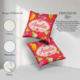 Custom Name Colorful Cocktail Drinks Red Background Summer Party Square Filled Cushion Throw Pillow Sofa Bed Home Decor Zip Washable UK Made
