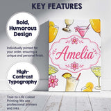 Personalised Name Colorful Cocktail Drinks Custom  Unique Gift Idea Elegant Feature Canvas Wall Art Print Decor Picture Ready to Hang