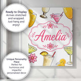 Personalised Name Colorful Cocktail Drinks Custom  Unique Gift Idea Elegant Feature Canvas Wall Art Print Decor Picture Ready to Hang