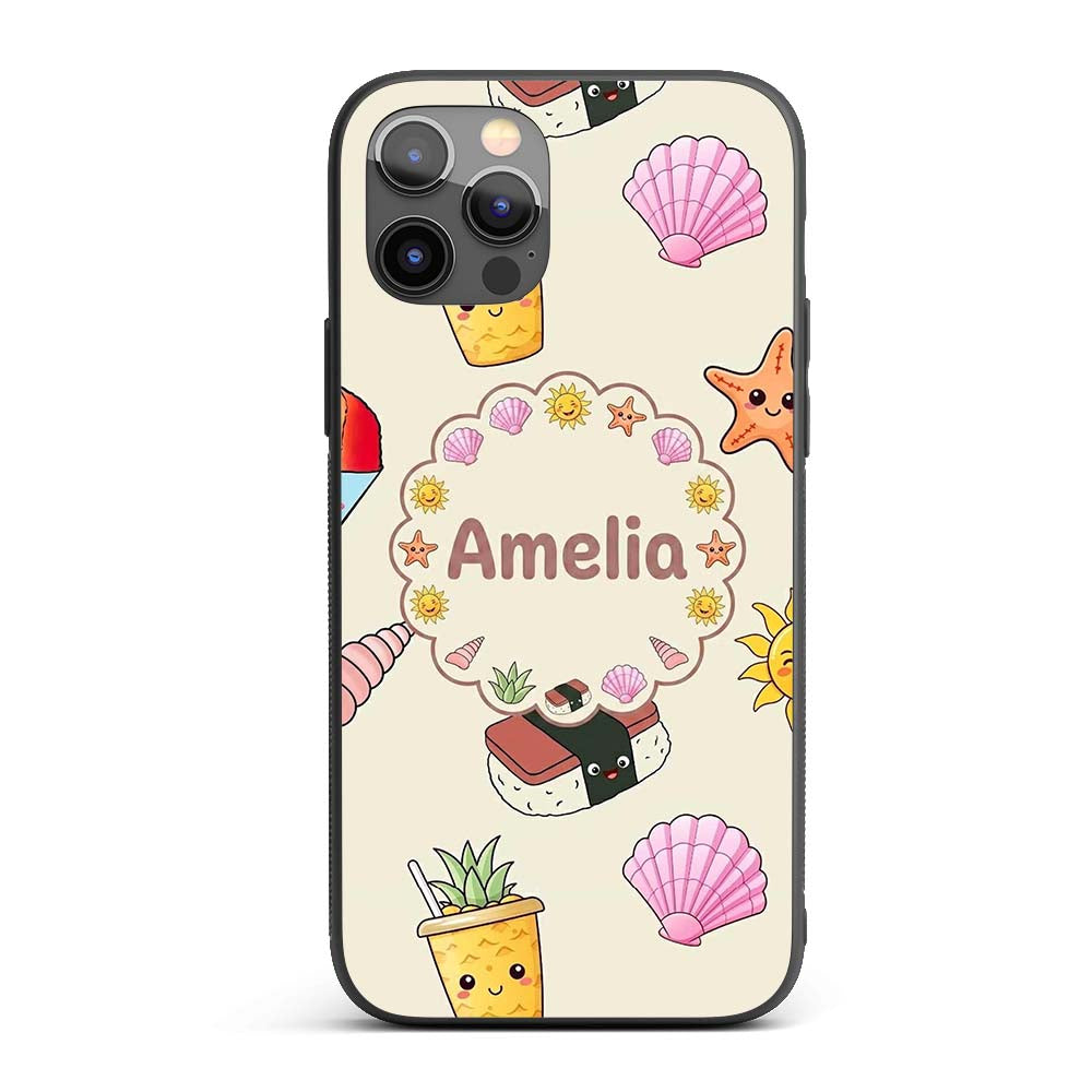 Cute Summer Dog Sunglasses Ice Cream Starfish Custom Name Protective Phone Case Mobile Cover Durable Everyday Smartphone Shock Resistant