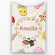 Cute Summer Dog Sunglasses Ice Cream Starfish Seamless Pattern  Personalised Custom Name Super Soft Fleece Blanket Bed Sofa Throw