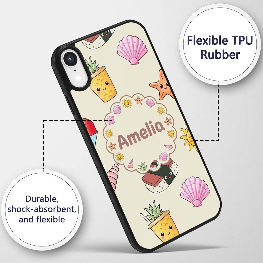 Cute Summer Dog Sunglasses Ice Cream Starfish Custom Name Protective Phone Case Mobile Cover Durable Everyday Smartphone Shock Resistant