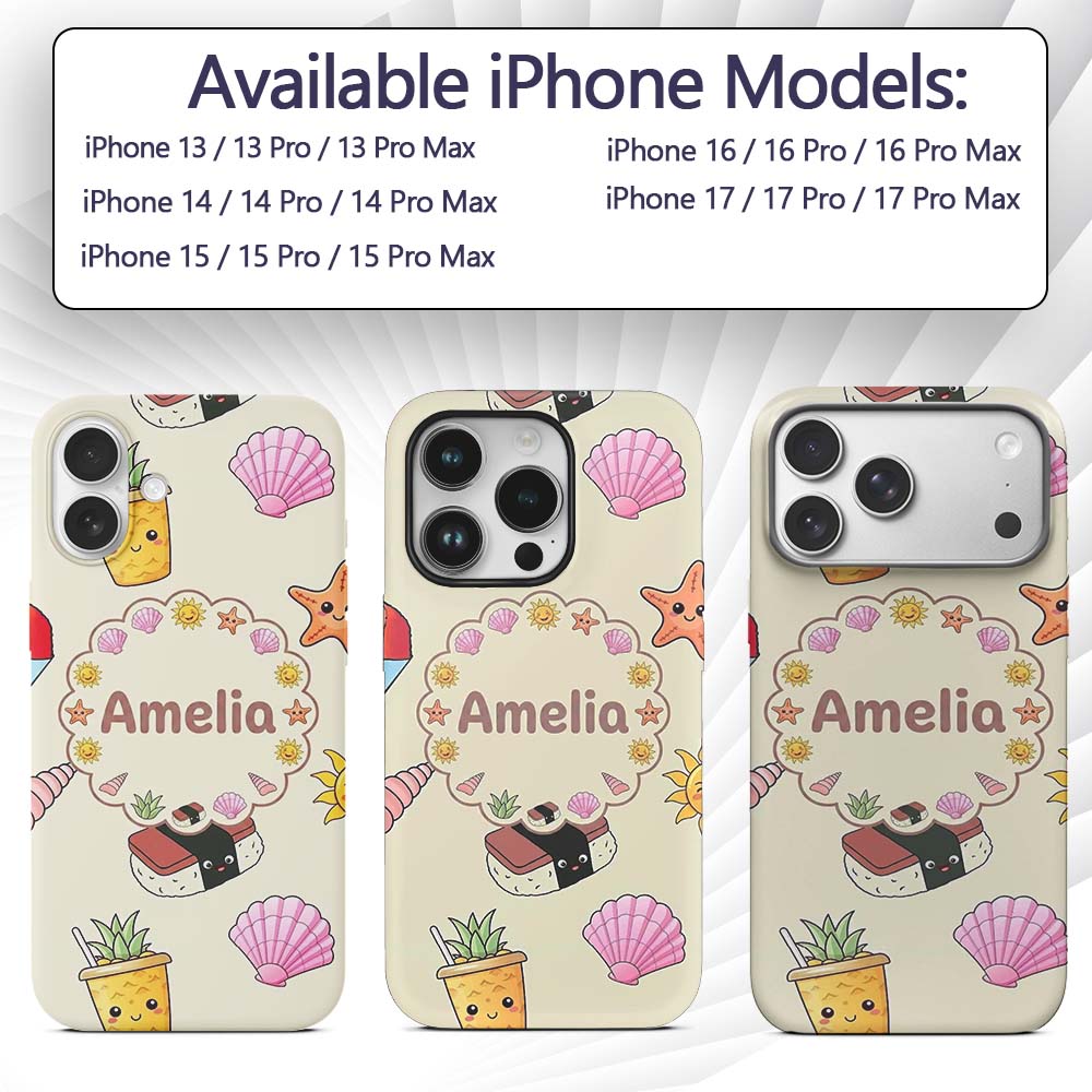 Cute Summer Dog Sunglasses Ice Cream Starfish Custom Name Protective Phone Case Mobile Cover Durable Everyday Smartphone Shock Resistant
