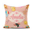 Custom Name Cute Summer Dog Ice Cream Starfish Seamless Pattern Square Filled Cushion Throw Pillow Sofa Bed Home Decor Zip Washable UK Made