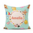 Custom Name Summer Dog Teal Ice Cream Starfish Seamless Pattern Square Filled Cushion Throw Pillow Sofa Bed Home Decor Zip Washable UK Made