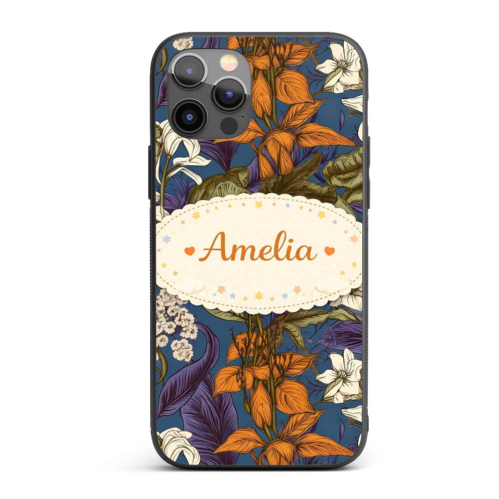 Dark Botanical Floral Vintage Garden Seamless Custom Name Protective Phone Case Mobile Cover Durable Everyday Smartphone Shock Resistant