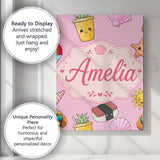 Personalised Name Cute Summer Dog Light Custom  Modern Room Accent Elegant Feature Canvas Wall Art Print Decor Picture Ready to Hang