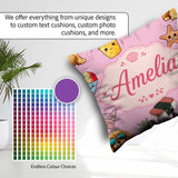 Custom Name Summer Dog Light Pink Background Ice Cream Starfish Square Filled Cushion Throw Pillow Sofa Bed Home Decor Zip Washable UK Made