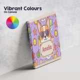 Personalised Name Cute Summer Dog Purple Custom  Unique Gift Idea Elegant Feature Canvas Wall Art Print Decor Picture Ready to Hang