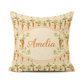 Custom Name Farmhouse Style Hand Drawn Carrot Distressed Texture Square Filled Cushion Throw Pillow Sofa Bed Home Decor Zip Washable UK Made