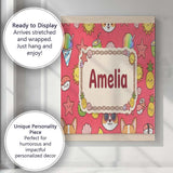 Personalised Name Cute Summer Dog Red Custom Modern Room Accent Creative Decorator Style Canvas Wall Art Print Decor Picture Ready to Hang