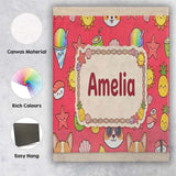 Personalised Name Cute Summer Dog Red Custom Modern Room Accent Creative Decorator Style Canvas Wall Art Print Decor Picture Ready to Hang