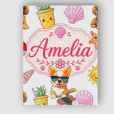 Personalised Name Cute Summer Dog Grey Custom  Modern Room Accent Elegant Feature Canvas Wall Art Print Decor Picture Ready to Hang