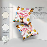 Custom Name Summer Dog Grey Ice Cream Starfish Seamless Pattern Square Filled Cushion Throw Pillow Sofa Bed Home Decor Zip Washable UK Made