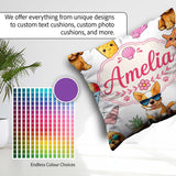 Custom Name Summer Dog Grey Ice Cream Starfish Seamless Pattern Square Filled Cushion Throw Pillow Sofa Bed Home Decor Zip Washable UK Made