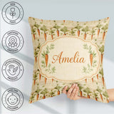 Custom Name Farmhouse Style Hand Drawn Carrot Distressed Texture Square Filled Cushion Throw Pillow Sofa Bed Home Decor Zip Washable UK Made