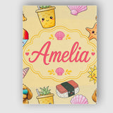 Personalised Name Cute Summer Dog Yellow Custom  Unique Gift Idea Elegant Feature Canvas Wall Art Print Decor Picture Ready to Hang