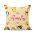 Custom Name Cute Summer Dog Yellow Background Ice Cream Starfish Square Filled Cushion Throw Pillow Sofa Bed Home Decor Zip Washable UK Made