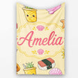 Cute Summer Dog Yellow Background Ice Cream Starfish Seamless  Personalised Custom Name Super Soft Fleece Blanket Bed Sofa Throw