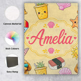 Personalised Name Cute Summer Dog Yellow Custom  Unique Gift Idea Elegant Feature Canvas Wall Art Print Decor Picture Ready to Hang