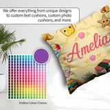 Custom Name Cute Summer Dog Yellow Background Ice Cream Starfish Square Filled Cushion Throw Pillow Sofa Bed Home Decor Zip Washable UK Made