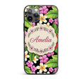 Tropical Hibiscus Flowers Plumeria Printed Design Custom Name Protective Phone Case Mobile Cover Durable Everyday Smartphone Shock Resistant