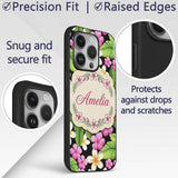 Tropical Hibiscus Flowers Plumeria Printed Design Custom Name Protective Phone Case Mobile Cover Durable Everyday Smartphone Shock Resistant