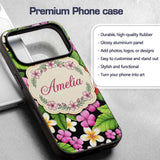 Tropical Hibiscus Flowers Plumeria Printed Design Custom Name Protective Phone Case Mobile Cover Durable Everyday Smartphone Shock Resistant