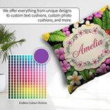 Custom Name Tropical Hibiscus Plumeria Leaves Seamless Name Cute Square Filled Cushion Throw Pillow Sofa Bed Home Decor Zip Washable UK Made