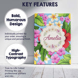 Personalised Name Tropical Hibiscus Flowers Custom  Bespoke Interior Contemporary Canvas Wall Art Print Decor Picture Ready to Hang