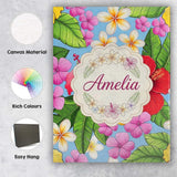 Personalised Name Tropical Hibiscus Flowers Custom  Bespoke Interior Contemporary Canvas Wall Art Print Decor Picture Ready to Hang