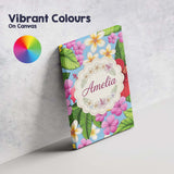 Personalised Name Tropical Hibiscus Flowers Custom  Bespoke Interior Contemporary Canvas Wall Art Print Decor Picture Ready to Hang