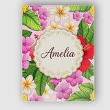 Personalised Name Tropical Hibiscus Flowers Custom  Bespoke Interior Contemporary Canvas Wall Art Print Decor Picture Ready to Hang