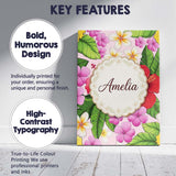 Personalised Name Tropical Hibiscus Flowers Custom  Bespoke Interior Contemporary Canvas Wall Art Print Decor Picture Ready to Hang
