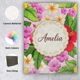 Personalised Name Tropical Hibiscus Flowers Custom  Bespoke Interior Contemporary Canvas Wall Art Print Decor Picture Ready to Hang