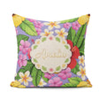 Custom Name Tropical Hibiscus Flowers Purple Background Plumeria Square Filled Cushion Throw Pillow Sofa Bed Home Decor Zip Washable UK Made