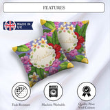 Custom Name Tropical Hibiscus Flowers Purple Background Plumeria Square Filled Cushion Throw Pillow Sofa Bed Home Decor Zip Washable UK Made