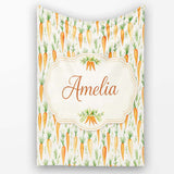 Soft Watercolor Carrot Scatter Fresh Vegetable Seamless Pattern  Personalised Custom Name Super Soft Fleece Blanket Bed Sofa Throw