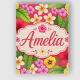 Personalised Name Tropical Hibiscus Flowers Custom  Bespoke Interior Contemporary Canvas Wall Art Print Decor Picture Ready to Hang