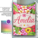Tropical Hibiscus Flowers Red Background Plumeria Leaves Seamless  Personalised Custom Name Super Soft Fleece Blanket Bed Sofa Throw