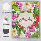 Personalised Name Tropical Hibiscus Flowers Custom  Bespoke Interior Contemporary Canvas Wall Art Print Decor Picture Ready to Hang