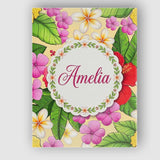Personalised Name Tropical Hibiscus Flowers Custom  Bespoke Interior Contemporary Canvas Wall Art Print Decor Picture Ready to Hang