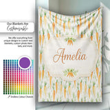 Soft Watercolor Carrot Scatter Fresh Vegetable Seamless Pattern  Personalised Custom Name Super Soft Fleece Blanket Bed Sofa Throw
