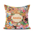 Custom Name Cute Hawaiian Kids Pink Background Tiki Beach Summer Square Filled Cushion Throw Pillow Sofa Bed Home Decor Zip Washable UK Made