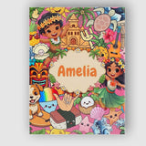 Personalised Name Cute Hawaiian Kids Pink Custom  Unique Gift Idea Elegant Feature Canvas Wall Art Print Decor Picture Ready to Hang