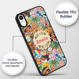 Cute Hawaiian Kids Teal Background Tiki Beach Custom Name Protective Phone Case Mobile Cover Durable Everyday Smartphone Shock Resistant