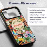 Cute Hawaiian Kids Teal Background Tiki Beach Custom Name Protective Phone Case Mobile Cover Durable Everyday Smartphone Shock Resistant